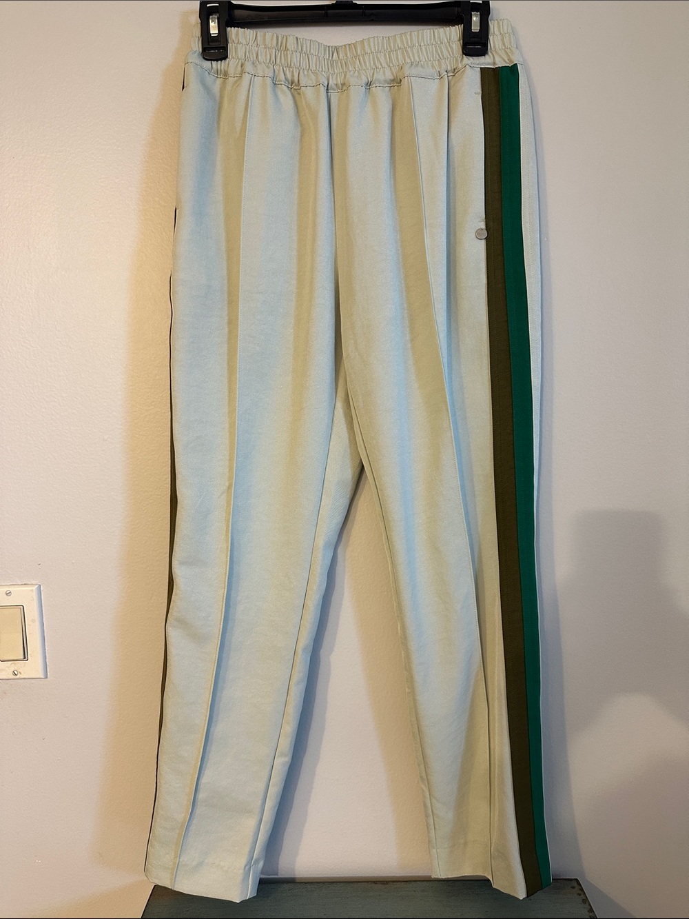 Scotch & Soda Cream Joggers with Green and Brown Side Stripes, NWTO